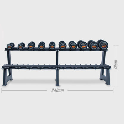 Complete Rubber Dumbbell Set 2.5 - 25kg with Dumbbell Rack