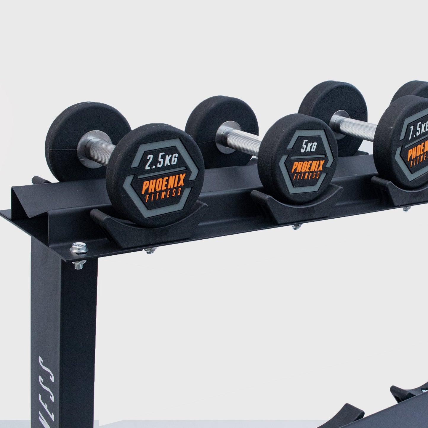 Complete Rubber Dumbbell Set 2.5 - 50kg with Dumbbell Rack